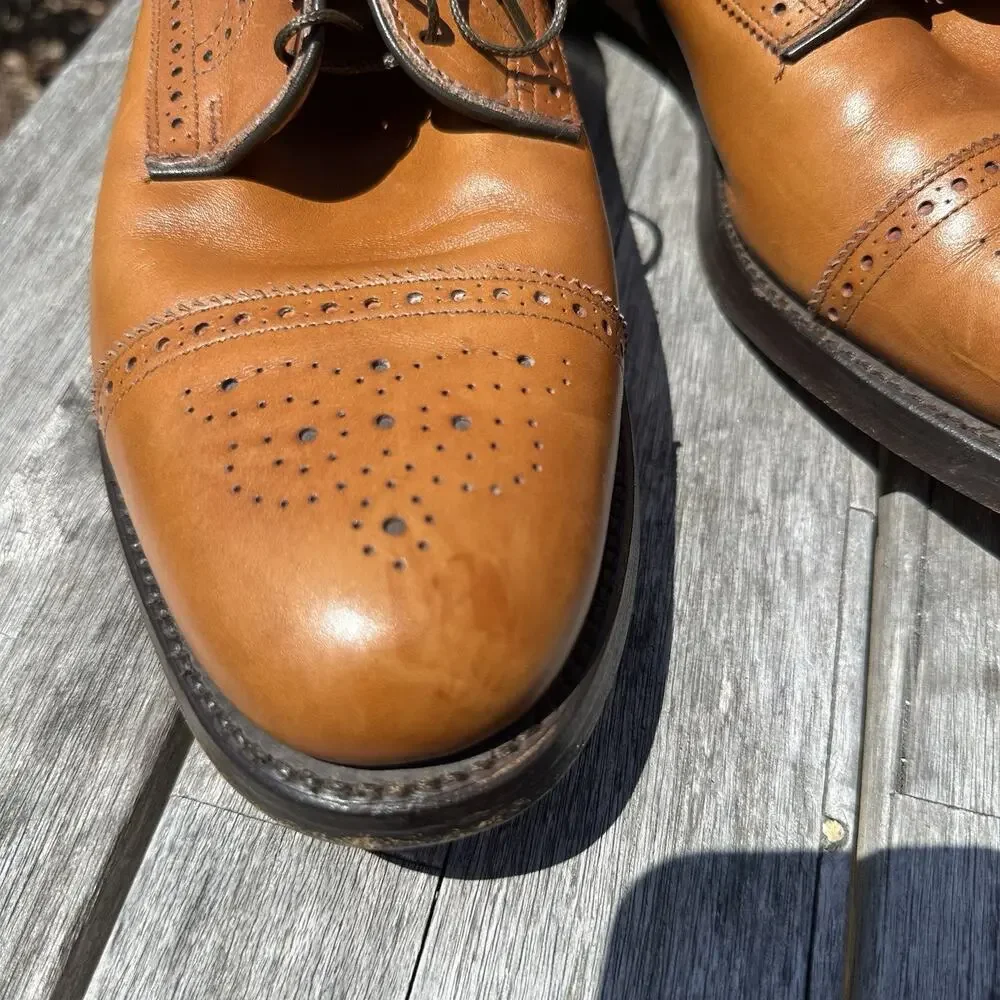 Allen Edmonds Lexington Oxford Brogue Cap-Toe Men Shoes Walnut Brown 12.5 B